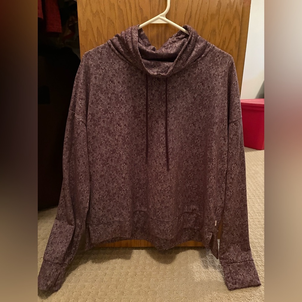 Purple Mondetta Activewear Sweatshirt with Cowl Neck & Drawstrings